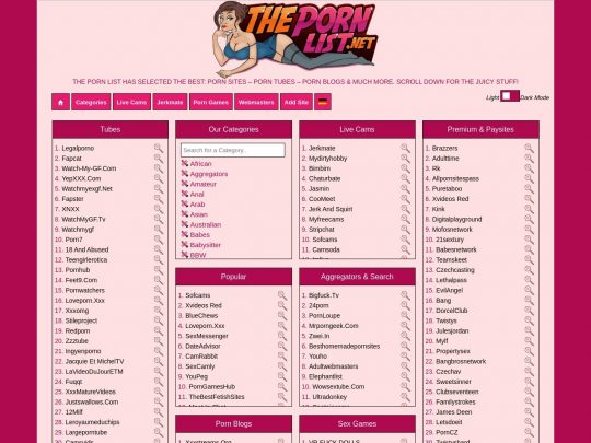 ThePornList recension, en webbplats som är en av många populära porrkataloger