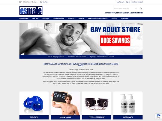 ESMale review, a site that is one of many popular Gay Sex Toy Shops