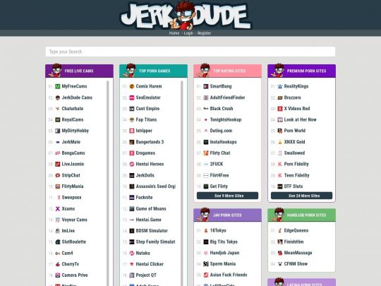 JerkDude Review, un site care este unul dintre multele directoare porno populare