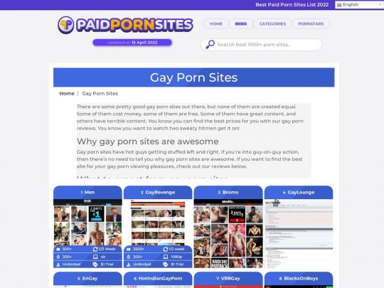 PaidPornSites A Porn Aggregator That Covers Over 67 Niches Including Gay Content