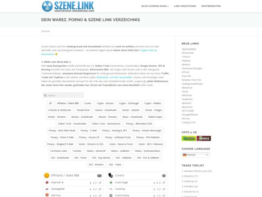 Szene review, a site that is one of many popular Porn Directories