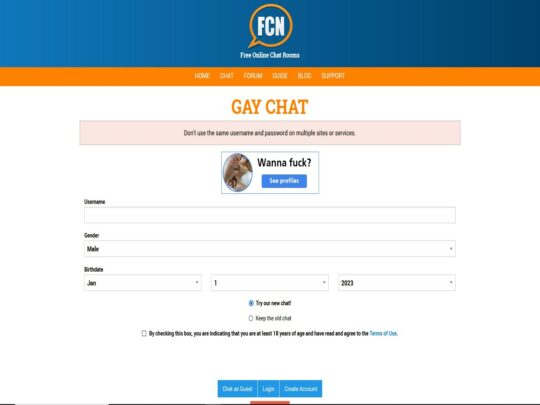 FreeChatNow Gay review, a site that is one of many popular Gay Sex Chat Sites