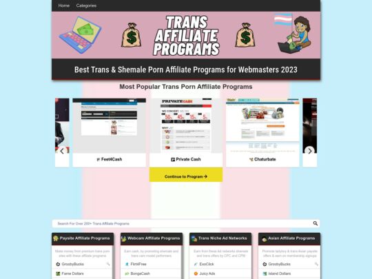TransAffiliatePrograms review, a site that is one of many popular Porn Affiliate Sites