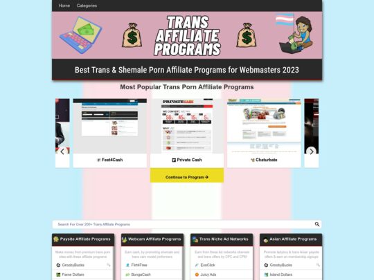 TransAffiliatePrograms-Rezension, eine Website, die eine von vielen beliebten Porno-Affiliate-Websites ist