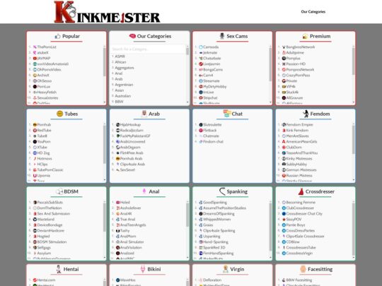 Kinkmeister recension, en webbplats som är en av många populära porrkataloger