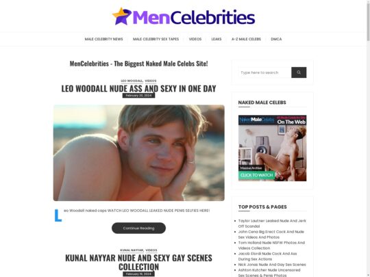 Men Celebrities, um site de celebridades gays nuas. Onde você vê vários vídeos e fotos de paparazzi, programas de TV, filmes e muito mais.