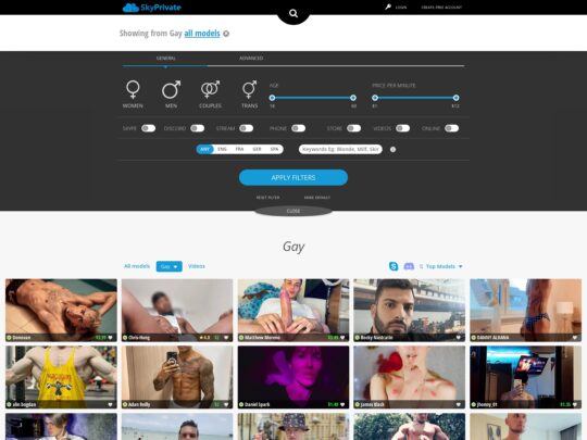 SkyPrivate Gay ist eine Cam-Seite, auf der Sie für 1:1-Sitzungen mit Cam-Models auf Discord und Skype bezahlen können.