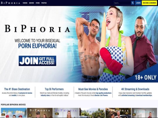 סקירת BiPhoria, אתר שהוא אחד מאתרי פורנו ביסקסואליים פרימיום פופולריים רבים