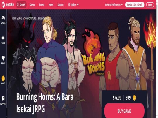 인기 있는 게이 포르노 게임 사이트 중 하나인 Burning Horns에 대한 리뷰입니다.