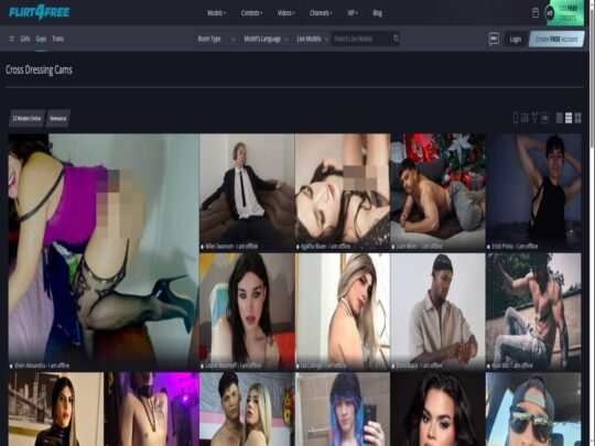 Flirt4Free Cross Dresser review, a site that is one of many popular Live Cross Dresser Sex Cams