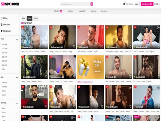 लाइव सेक्स गे रिव्यू, एक ऐसी साइट है जो कई लोकप्रिय लाइव गे सेक्स कैम साइटों में से एक है।