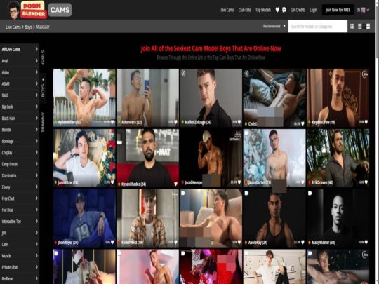 סקירת PornBlenderCams Gay Muscular, אתר שהוא אחד ממצלמות הסקס הפופולריות הרבות של גייז חתיכים