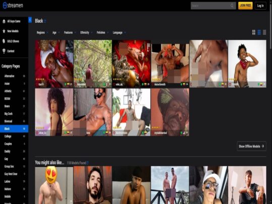 ביקורת על Streamen Black, אתר שהוא אחד ממצלמות הסקס הגאה הפופולריות הרבות של שחורים