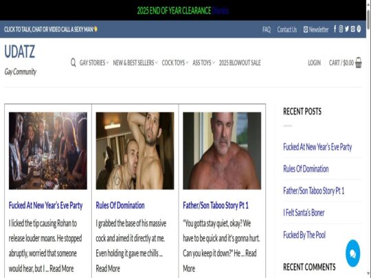 UDATZ-Rezension, eine Seite, die zu den vielen beliebten Gay-Sex-Geschichten gehört.