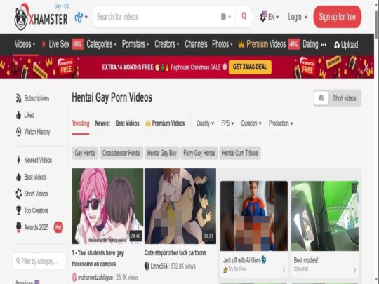 xHamster Gay Hentai review, a site that is one of many popular Free Gay Hentai Porn Sites