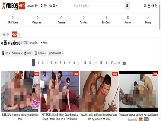 סקירת XVideos Red Bi, אתר שהוא אחד מאתרי הפורנו הביסקסואליים הפרימיום הפופולריים הרבים