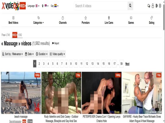 סקירת XVideos Red Gay Massage, אתר שהוא אחד מאתרי פורנו עיסוי גאים פופולריים רבים