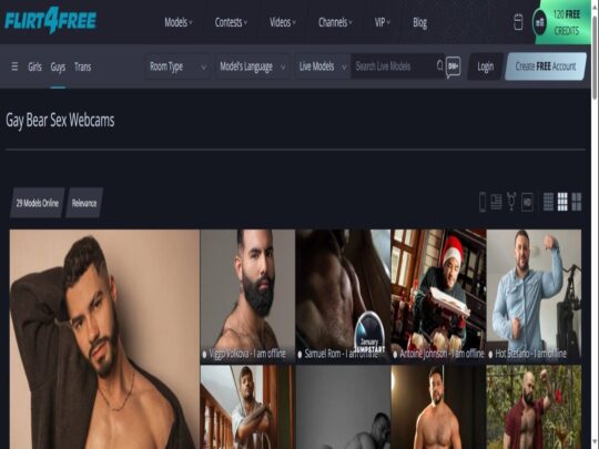 סקירת דובים גייז Flirt4Free, אתר שהוא אחד ממצלמות הסקס הגייז החיות הפופולריות הרבות