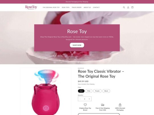 RoseToy.com — сайт, продающий всевозможные вибраторы в форме роз для получения удовольствия от мастурбации.